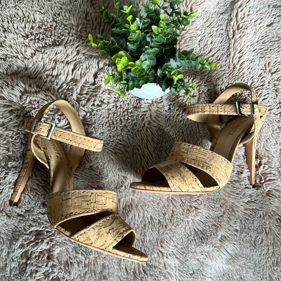 NWOB Schutz Cork 'Gwen' Ankle Strap Sandals with Heel Size: 10B - Picture 1 of 16
